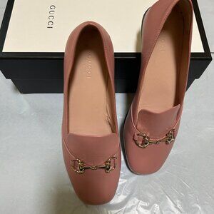 Gucci Sz 37.5 Horsebid Donna Miro Soft Pink Leather Luxury Loafers  New